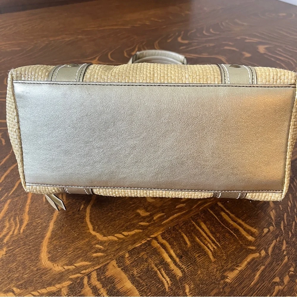Coach Legacy Silver and Tan Woven Tote